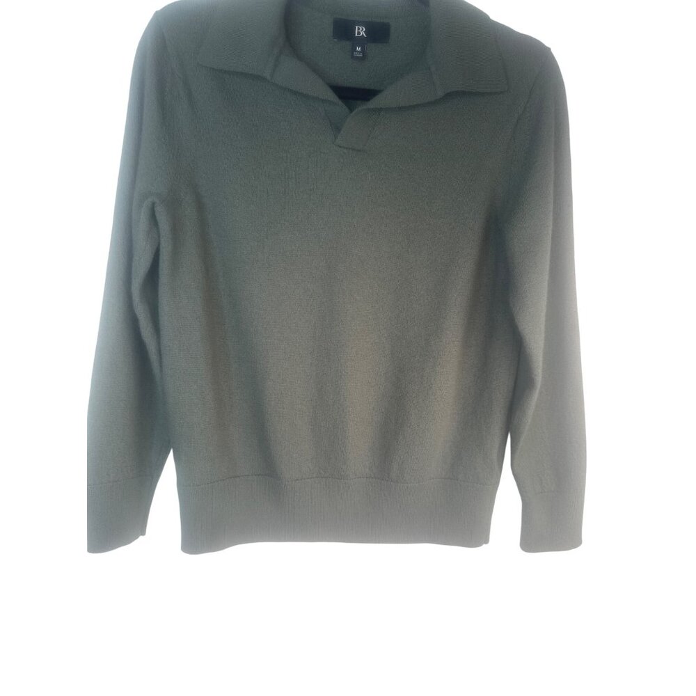 Banana Republic Medium Merino Wool Sage Green Collared Pullover Sweater - Picture 6 of 12